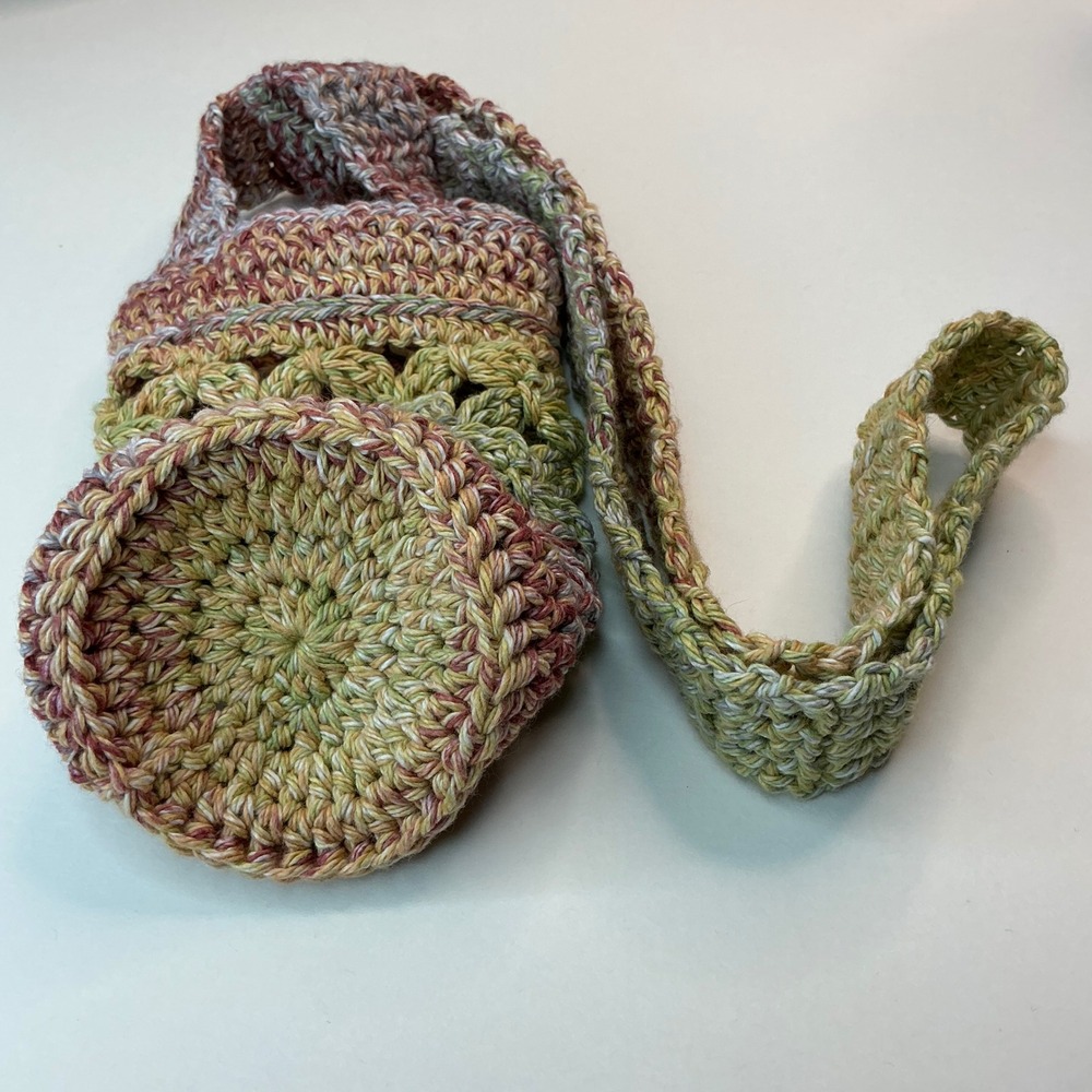 Handmade Multi Crochet Water Bottle Holder Unisex OS Crossbody Boho Sling - Picture 11 of 17